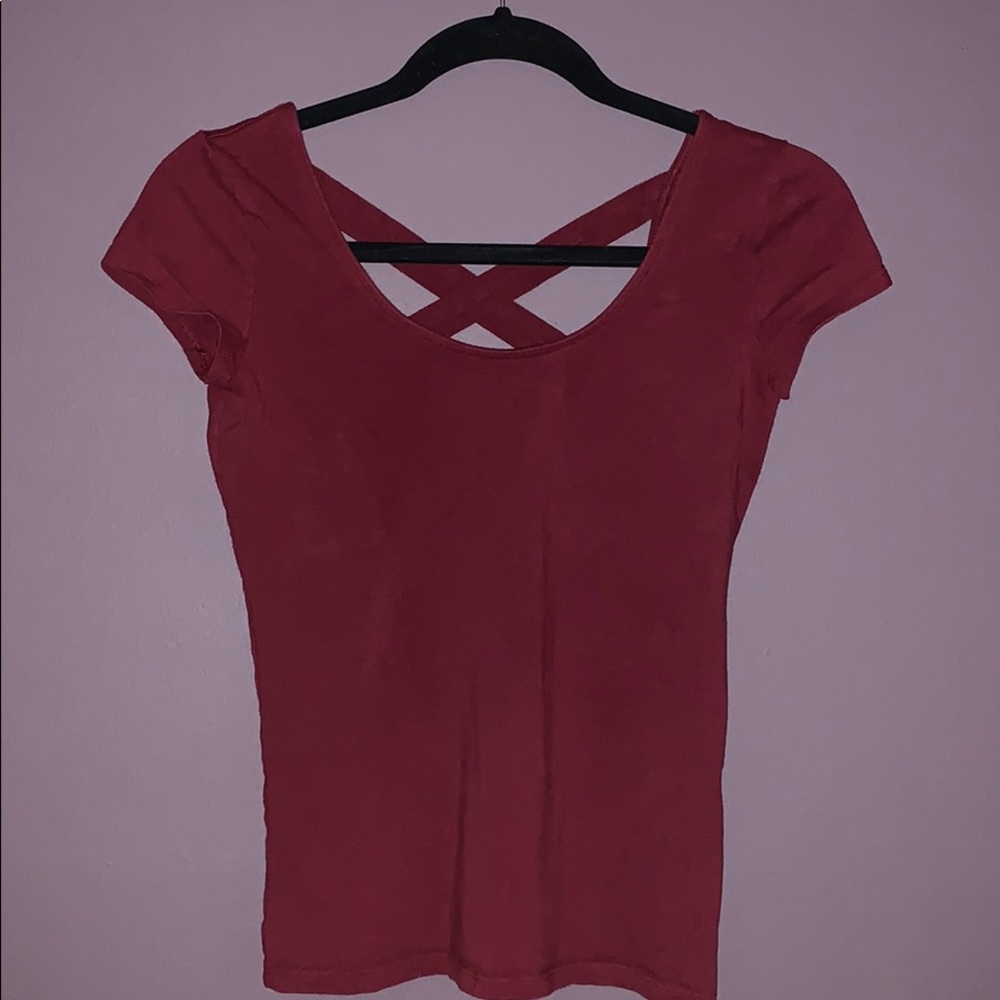 Garage M Burgundy Short Sleeve with Crossed Back